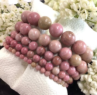 Natural Pink Rhodonite Stretchy Bracelet Healing Gemstone 4mm 6mm 8mm 10mm12mm