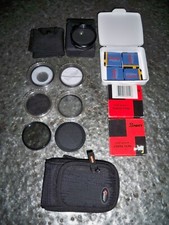 Large Lot of Vivitar ProMaster Bower Camera Filters, Batteries, Carry Bags