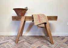 Jointed Oak Trestle Bench, Handmade Reclaimed Oak Wood, Pig Bench, Console Table