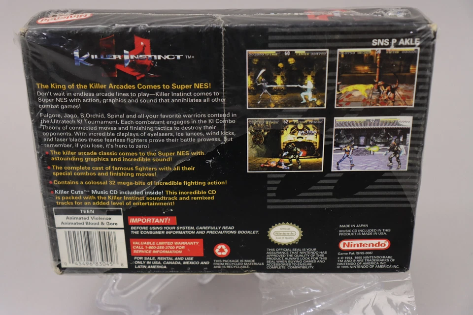 Killer Instinct Super Nintendo SNES NIB New Technically Factory Sealed but... - Image 3 of 4