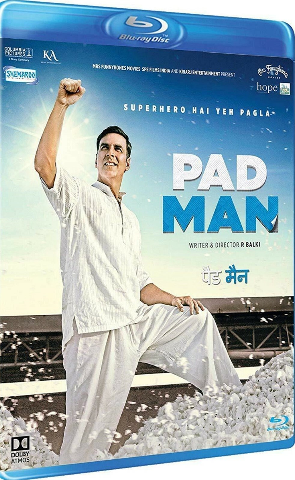 PAD MAN  - AKSHAY KUMAR, SONAM KAPOOR, RADHIKA APTE - NEW BOLLYWOOD BLU RAY