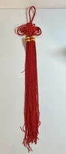 Red Chinese Tassel Braided Knot Feng Shui Lucky Decorative Hanging Charm 23"