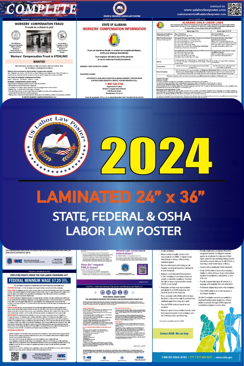 2024 Oregon OR All in One LABOR LAW POSTER (Federal &amp; State) Laminated  | eBay
