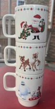 3 Zrike Brands RUDOLPH THE RED-NOSED REINDEER Santa Bumble Clarice Ceramic Mugs