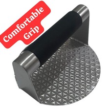 Burger Press  4 Inch Round Metal Presser Plate | Burger Smasher Heavy-Duty