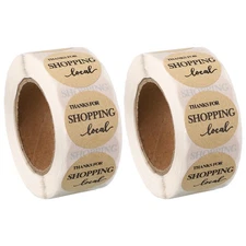 2Roll 1000 Pcs A22 Thanks for Shopping Stickers, Kraft Paper Labels, Brown