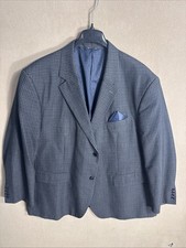 Oak Hill Mens 2XL 50R/52R Blue Gray Gingham Check Sport Coat Viscose Poly 2 BTN