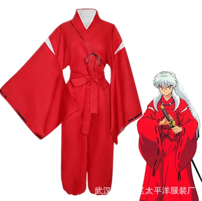 Inuyasha Sesshoumaru Kimono Men Robe Clothing Cosplay Red Costume Halloween Suit - Image 1 of 4