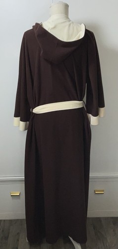 Munsingwear Mens Robe Vtg 1960s Brown Ivory Trim Small-XL Made in USA - Afbeelding 4 van 8