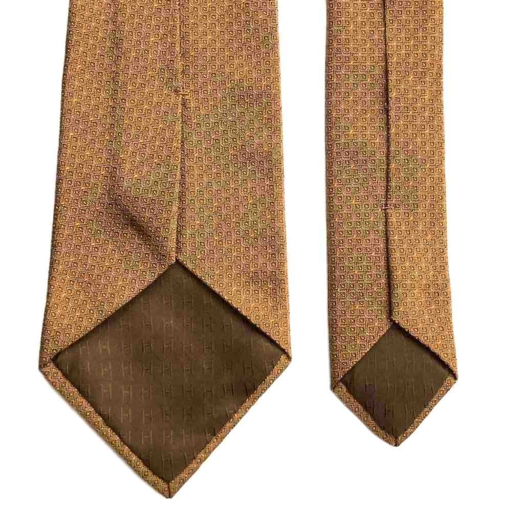 Hermes Allover Pattern Tie Regular Silk Camel Aa … - image 3