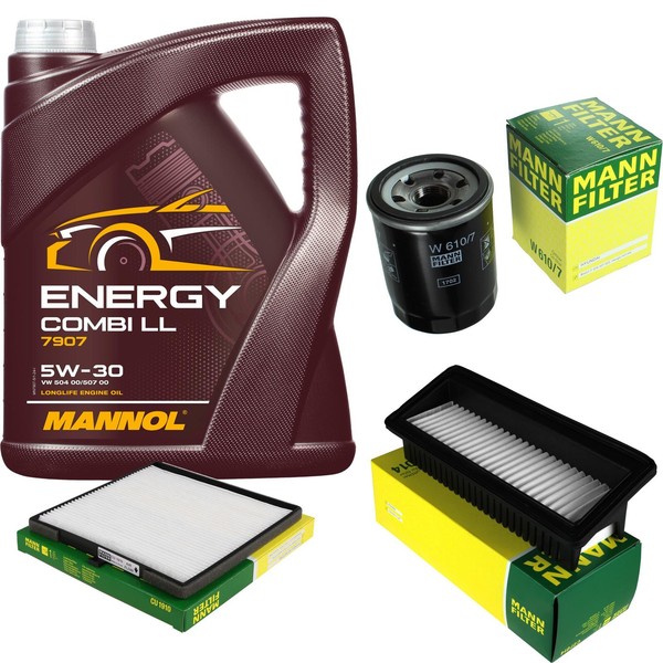 Mann Inspektionspaket Filterset 5L Mannol Energy 5W-30 FüR Hyundai I10 1.2-image