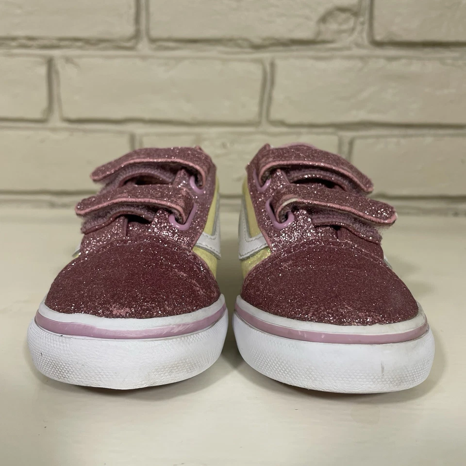 Zapatos Vans para niños pequeños talla 9C sin cordones correas dobles rosa brillante niños bebé Foto 4 de 4