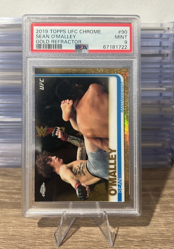 UFC 2019 TOPPS CHROME SEAN O'MALLEY /50 GOLD REFRACTOR CARD PSA 9 #90