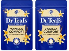 Dr Teal's Epsom Salt Magnesium Soak, Vanilla Comfort, 3 lbs Pack of 2 