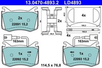 Bremsbelagsatz Scheibenbremse ATE Ceramic 13.0470-4893.2 FüR Alfa Giulia 952ASM2
