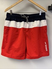 Speedo Trunks Red/White/Blue Elastic Waist Drawstring Swim Shorts Men  s Sz L