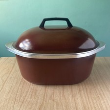 Vintage Oval 7 Qt. Chocolate Brown CLUB Aluminum Roaster Dutch Oven Pot w/lid