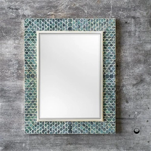 Uttermost Makaria Wood and Resin Decorative Mirror in Coastal Blue/Green/White - Picture 2 of 7