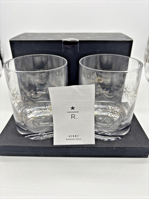 Starbucks Reserve × Viski Etched Rocks Glasses Set of 2   Brand New Old Fashion