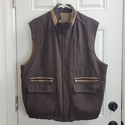 VTG Cutter & Buck Double Face Vest | Brown/Beige Reversible | Men's Large
