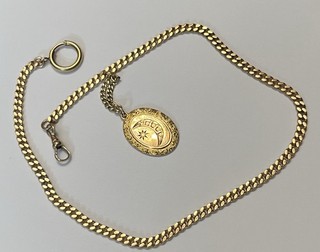 Beautiful Vintage Gold Filled Pocket Watch Chain And Fob