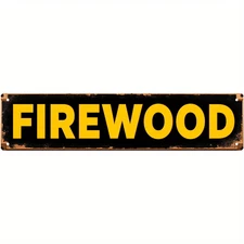 Firewood Vintage Metal Sign Rustic Home Decor Fireplace Woodpile Wall Hanging