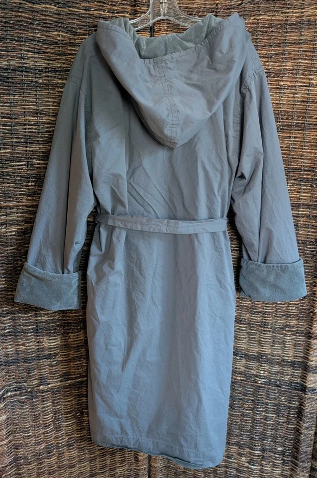 Bata de spa con capucha forrada de felpa Restoration Hardware para hombre grande gris ropa de salón  Foto 2 de 4