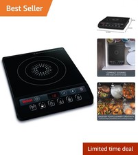 Durable Black Induction Hob with 6 Functions & Easy Clean - Perfect for Students