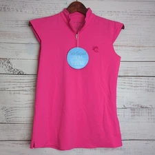 NWT SanSoleil Sunglow Sleeveless Mock Neck Womens Golf Polo Pink Size Small