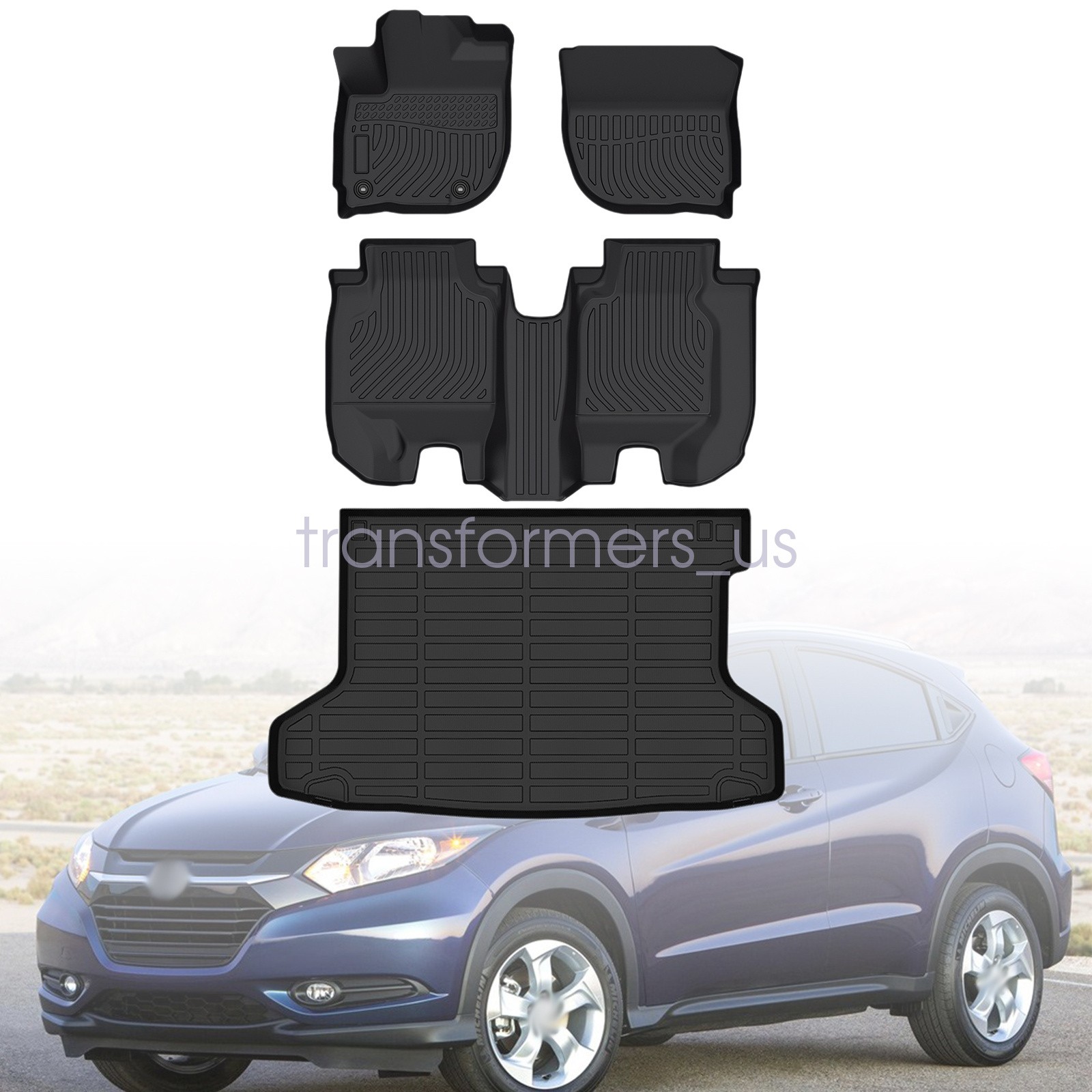 3D TPE Floor Mats Liners & Trunk Cargo Liner Fits 2016-2022 Honda HR-V HRV