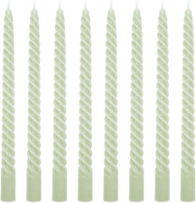 Whaline 8Pcs 10 Inch Sage Green Spiral Taper Candles Dripless Twisted Wax Candle