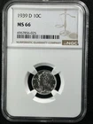 1939-D 10C  Mercury Dime NGC MS66  6967856-025