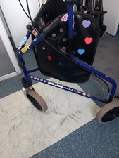 Drive Blue 3-Wheel Tri Walker Rollator, Handbrakes, Adjustable Handles, Bag