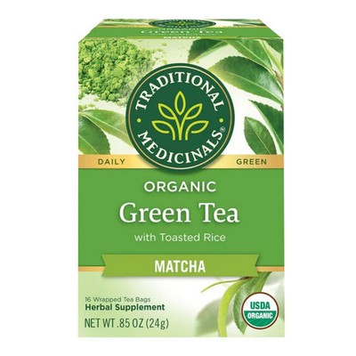 Organic Green Tea Matcha with Toasted Rice 16 Bags By Traditional Medicinals
