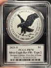2021-S $1 PCGS Reverse PR 70 Type 2 American Silver Eagle - Damstra Signature