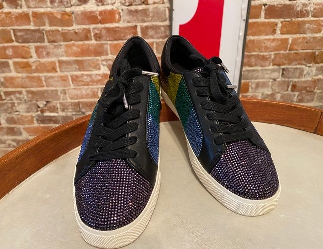 Katy Perry Rainbow The Rizzo Crystal Stone Sneakers Lace-up Mardi Gras ...