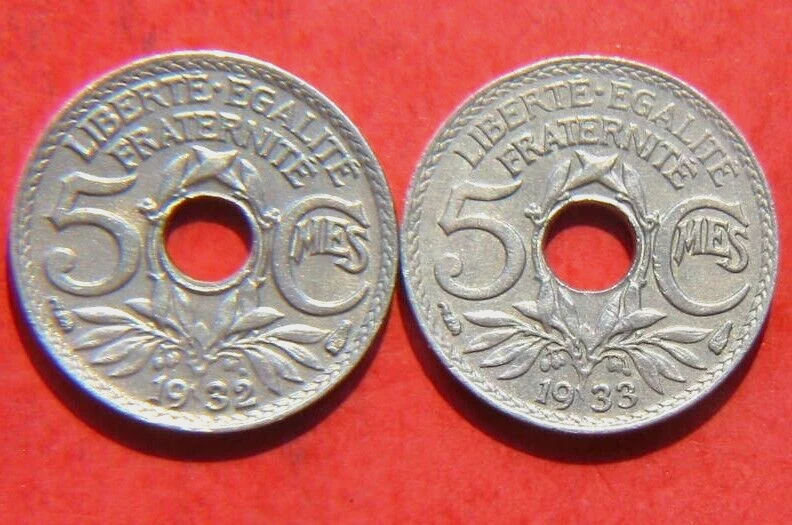 lot 2 pièces: 5 centimes Lindauer 1932 et 1933 - Photo 1/2