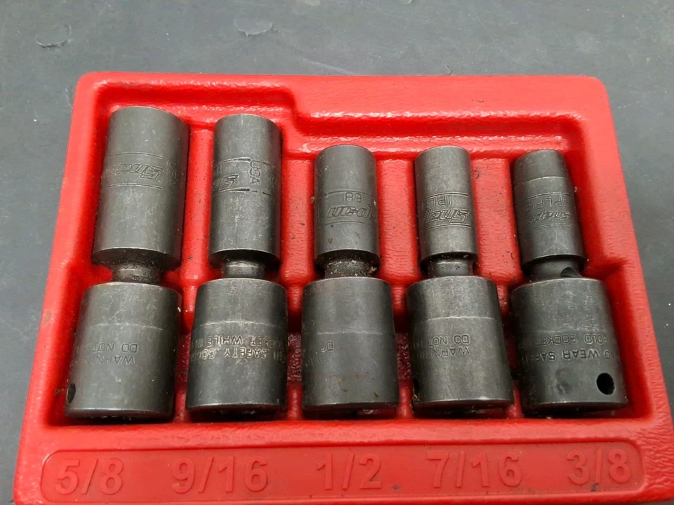 Snap-On 5pc 3/8" Dr Deep Impact Swivel Socket Set SAE 6pt 3/8-5/8 205IPLF - Image 2 of 4