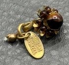 VTG Miriam Haskell Gold Tone Brown Bead Cluster Hook Clasp Tag For Repairs
