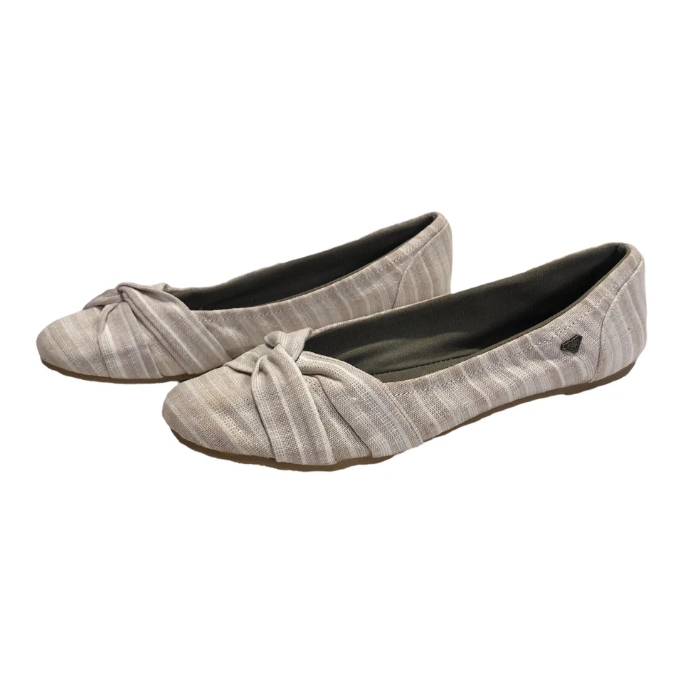 Zapatos planos de ballet Roxy para mujer talla 7,5 de tela a rayas usados en excelente estado Foto 2 de 4