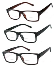 1 or 2 Pairs Mens Womens Vintage Square Frame Clear Bifocal Reading Glasses