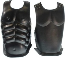 Medieval Gladiator Steel Armor Black Leather Chestplate Costume, Mens Knight
