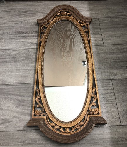 Vtg Syroco Ornate Oval Mirror Brown Fleur de lis French Provincial 1968 33” - Picture 10 of 16