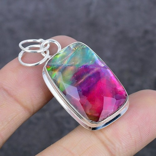 Ammolite Gemstone Handmade 925 Sterling Silver Jewelry Pendant 1.77" G312 - Picture 2 of 4