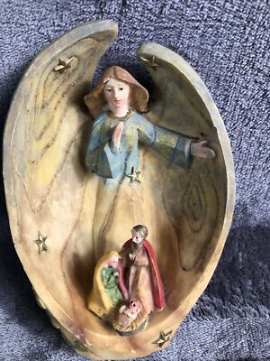 Holy Family Nativity Scene Angel Wings Resin