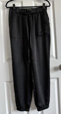 Women  s Black Satin Pants With Pockets Size Medium