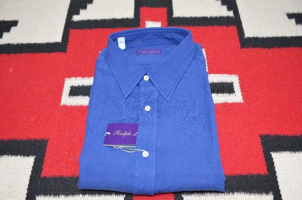 Ralph Lauren purple label リネンシャツ イタリア製 Ralph Lauren Purple Label リネンシャツ | ブルー | FARFETCH JP