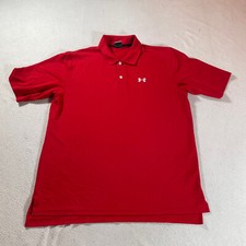 Under Armour Polo Shirt Mens Large Red Golf Stretch Performance Rugby Sports Top