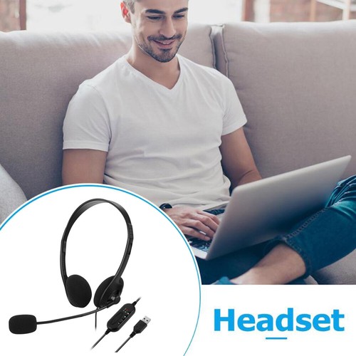 USB Headset Headphone with Microphone MIC for Call Center PC Laptop Phone Office - Picture 11 of 19