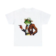 Vintage 80s 90s Style Reprint T Shirt Tree Frog Animal Art Tee Cigarette Cowboy